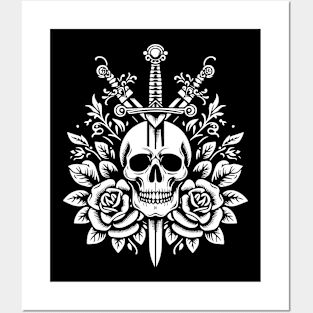 skull with sword Posters and Art